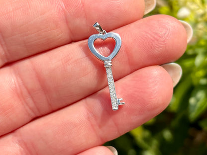 9ct Gold Diamond Key Pendant