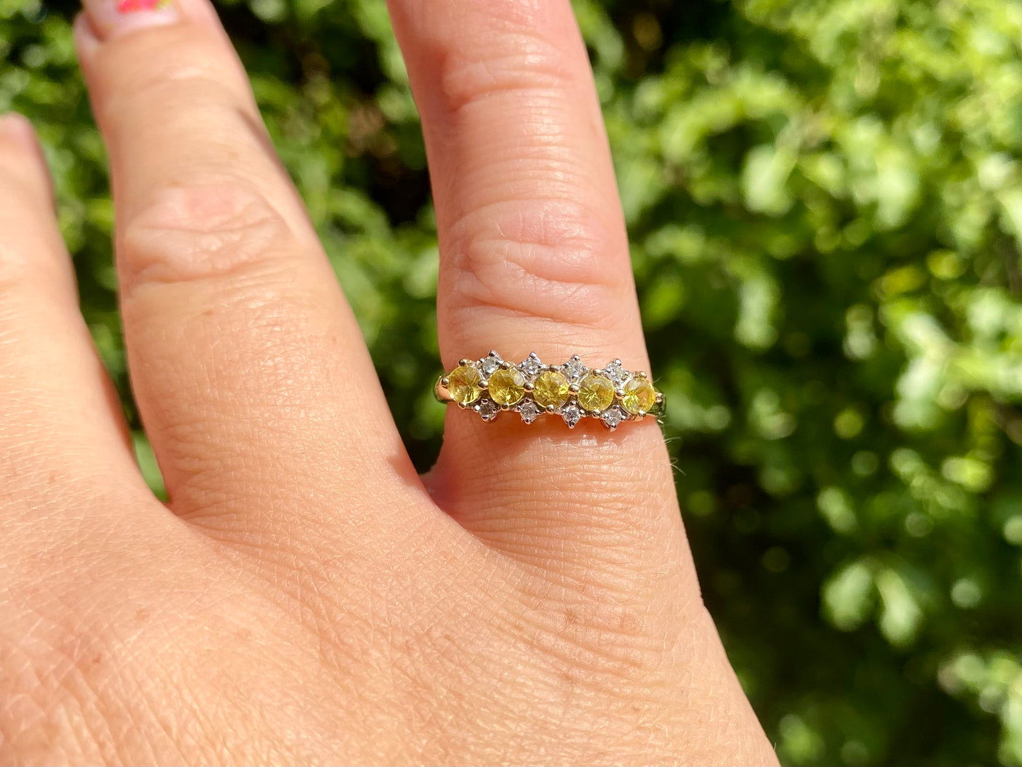 9ct Gold Yellow Sapphire & Diamond Ring