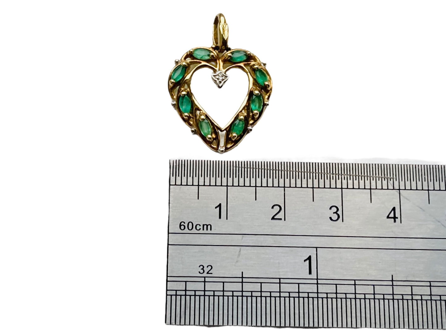 9ct Gold Emerald & Diamond Pendant