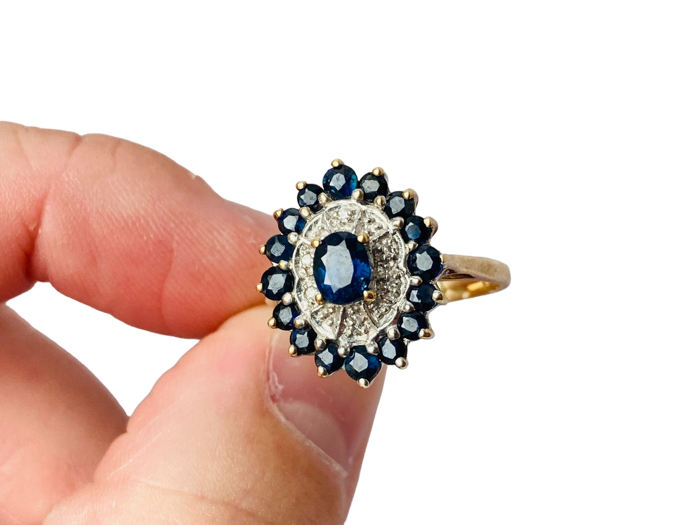 Vintage 9ct Gold Sapphire & Diamond Ring