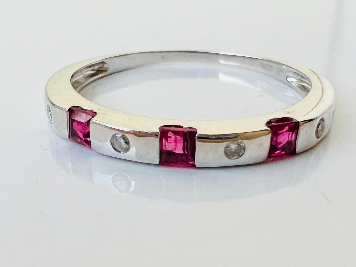 9ct Gold Ruby & Diamond Stacking Ring