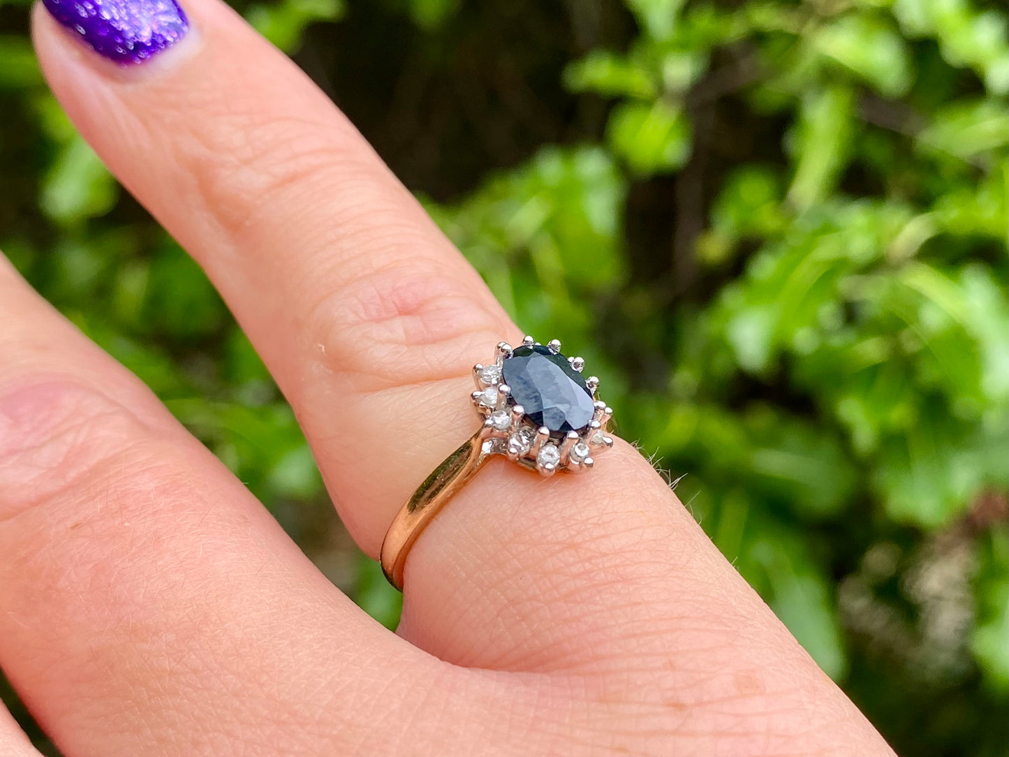 9ct Gold Sapphire & Diamond Cluster Ring