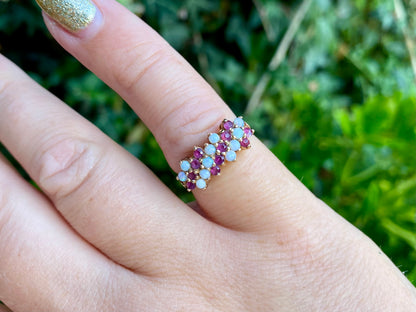 14ct Gold Ruby & Opal Ring