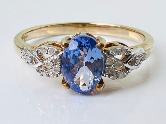 9ct Gold Tanzanite & Diamond Ring