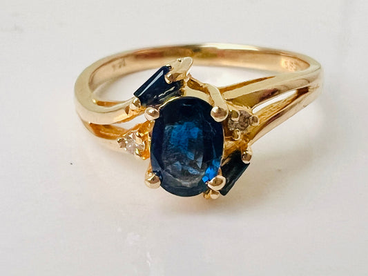 14ct Gold Sapphire & Diamond Ring