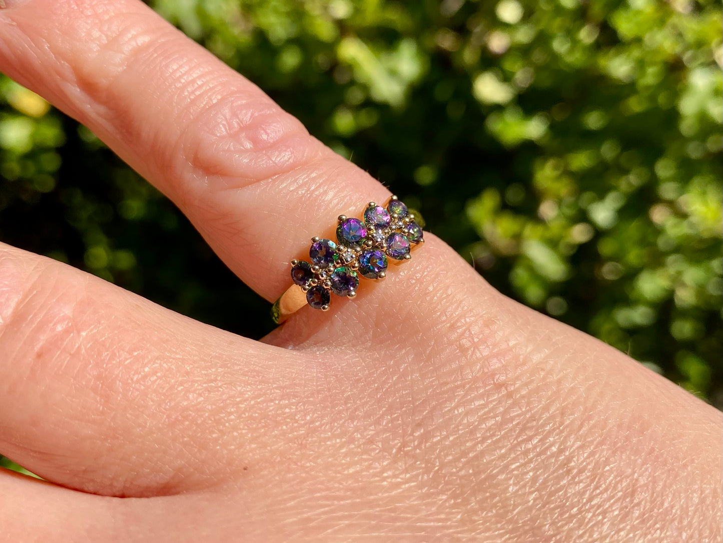 9ct Gold Mystic Topaz & Diamond Ring