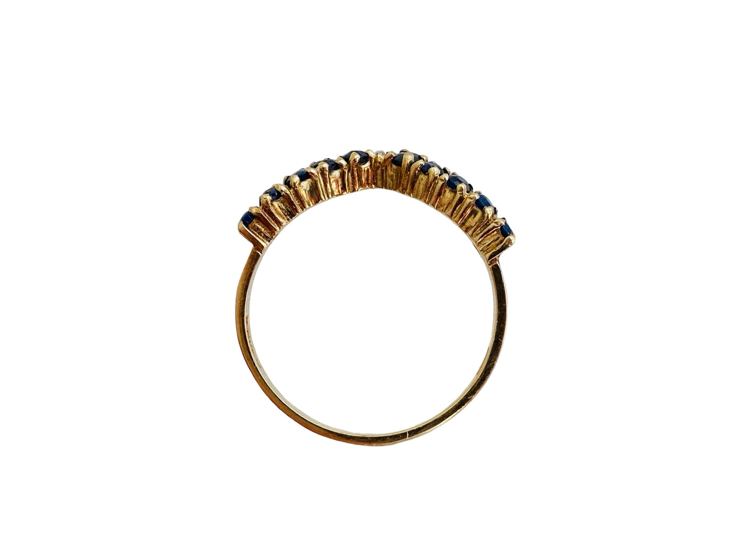 9ct Gold Sapphire & Diamond Wishbone Ring