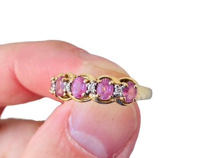 9ct Gold Pink Sapphire & Diamond Ring