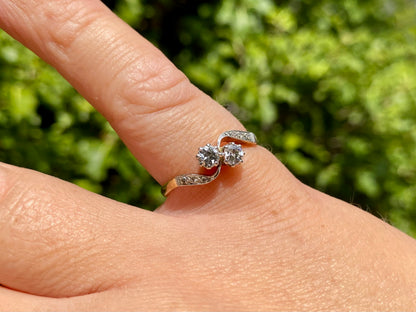 Antique 18ct Gold Two-Stone Diamond Toi Et Moi Ring