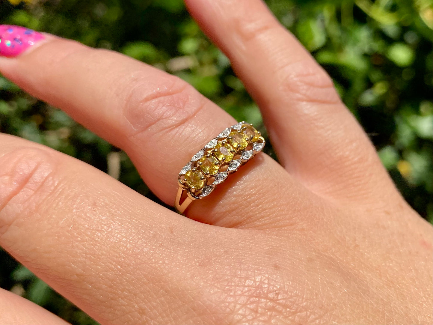 9ct Gold Yellow Sapphire & Diamond Ring