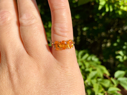 9ct Gold Spessartite Garnet & Diamond Ring