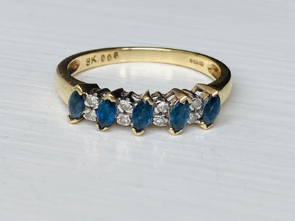 9ct Gold Sapphire & Diamond Ring