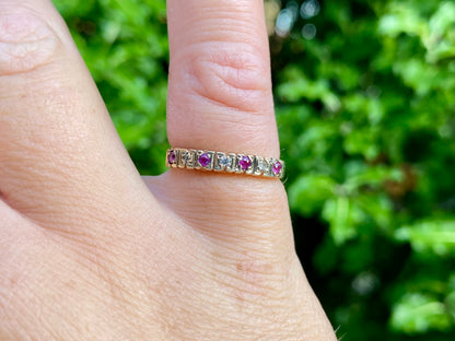 Vintage 9ct Gold Ruby & Diamond Stacking Ring