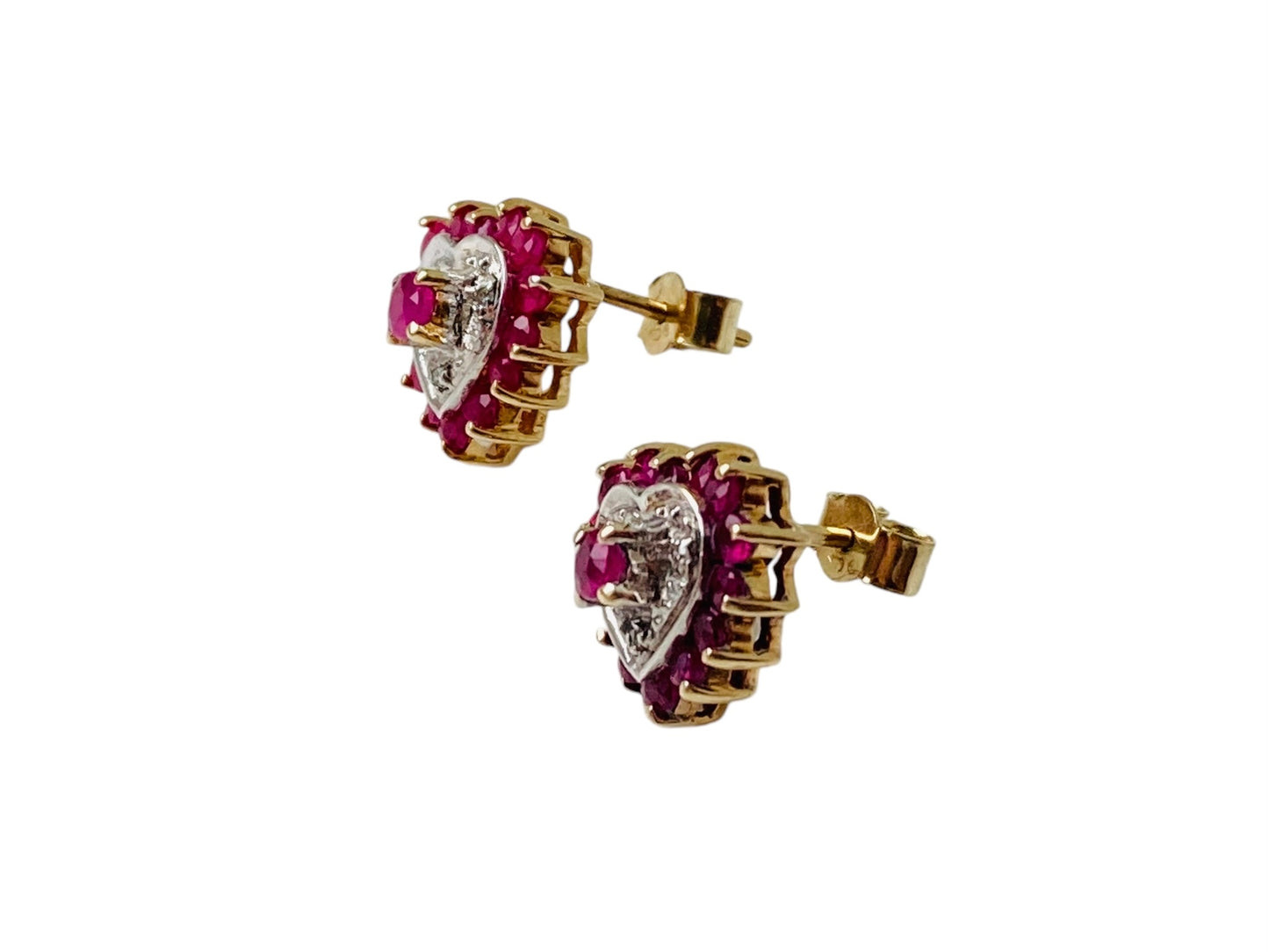 9ct Gold Ruby & Diamond Earrings