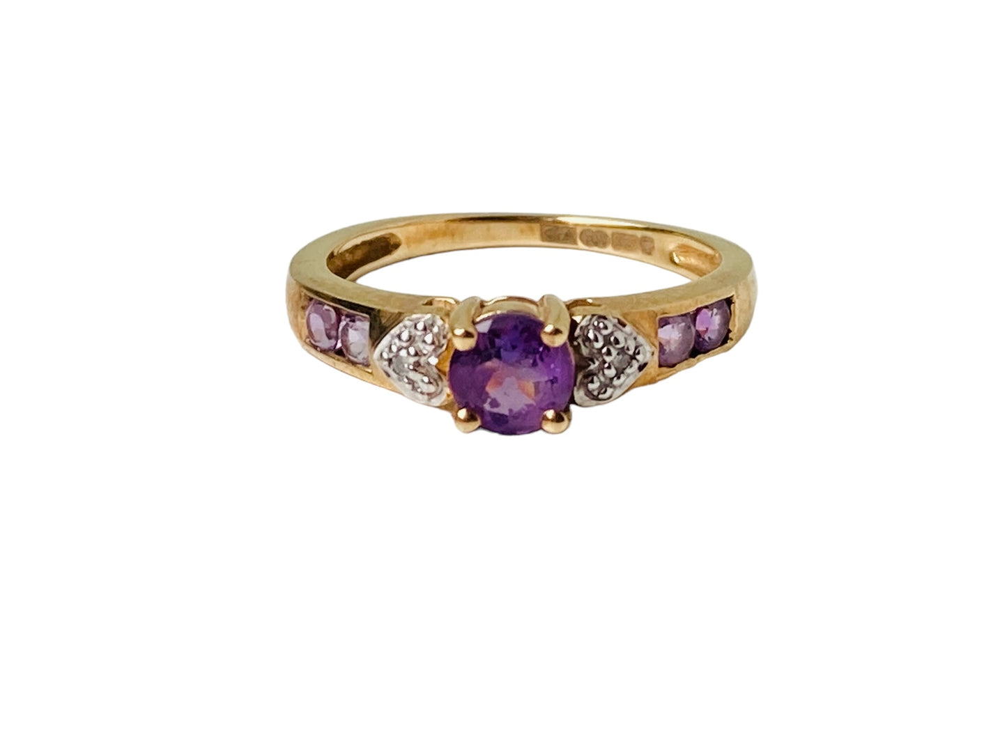 9ct Gold Amethyst & Diamond Ring