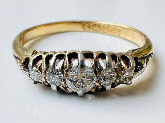 Antique 18ct Gold Five-Stone Diamond Ring