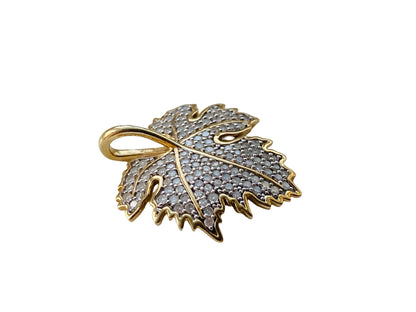 9ct Gold Diamond Leaf Pendant