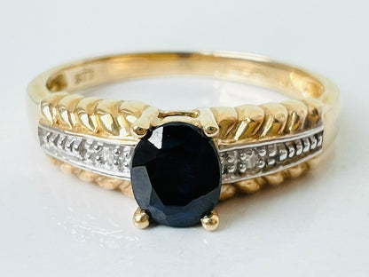 9ct Gold Sapphire & Diamond Ring
