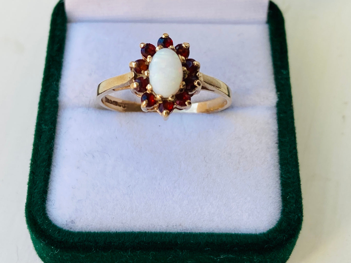 9ct Gold Opal & Garnet Ring