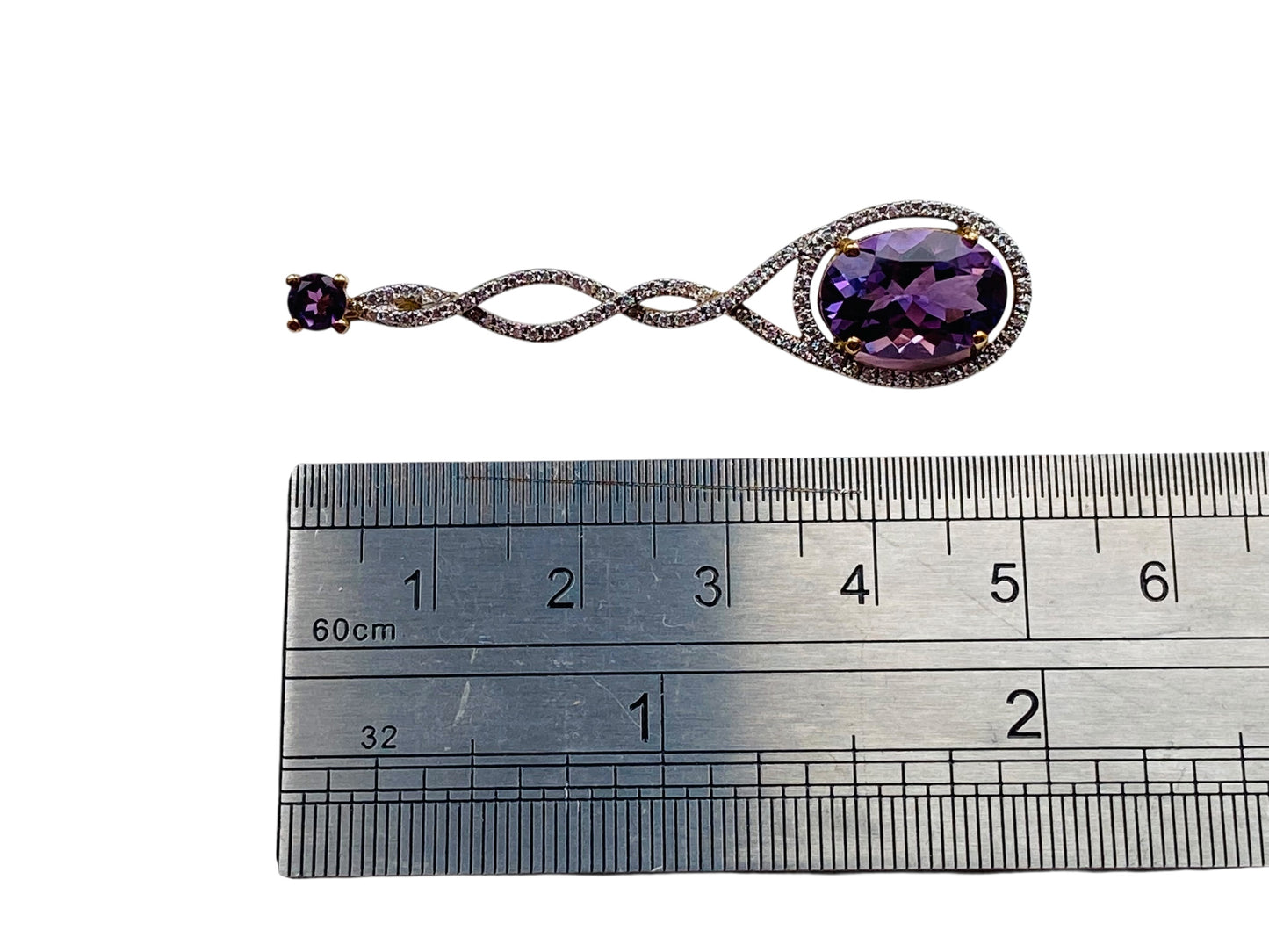 9ct Gold Amethyst & Diamond Pendant