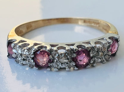 Vintage 9ct Gold Ruby & Diamond Ring