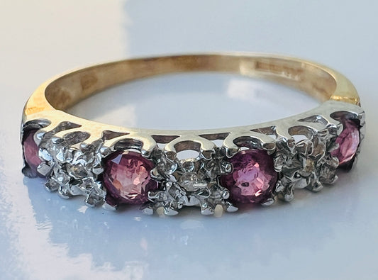 Vintage 9ct Gold Ruby & Diamond Ring