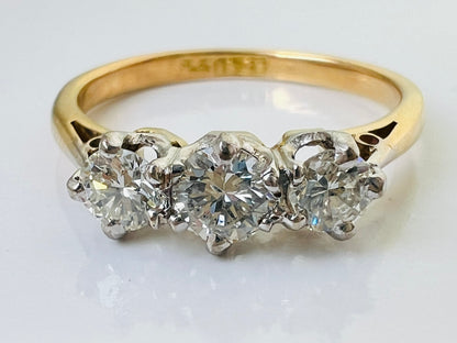 Vintage 18ct Gold Three-Stone Diamond Ring