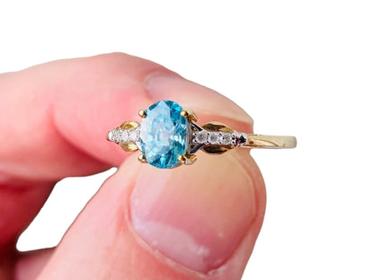 9ct Gold Topaz & Diamond Ring