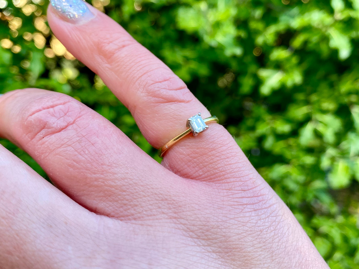 18ct Gold Emerald-Cut Diamond Solitaire Ring