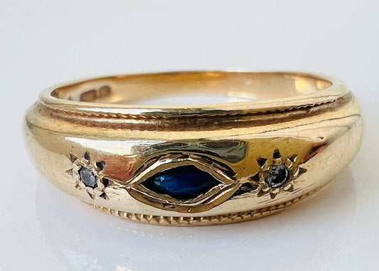 9ct Gold Sapphire & Diamond Ring