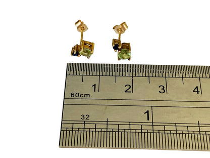 9ct Gold Peridot & Sapphire Earrings