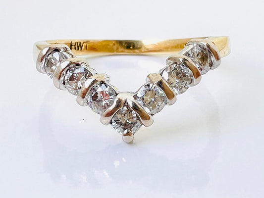 18ct Gold Diamond Wishbone/Chevron Ring