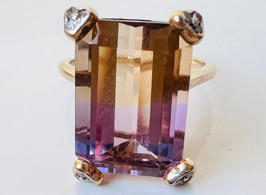 9ct Gold Ametrine & Diamond Ring