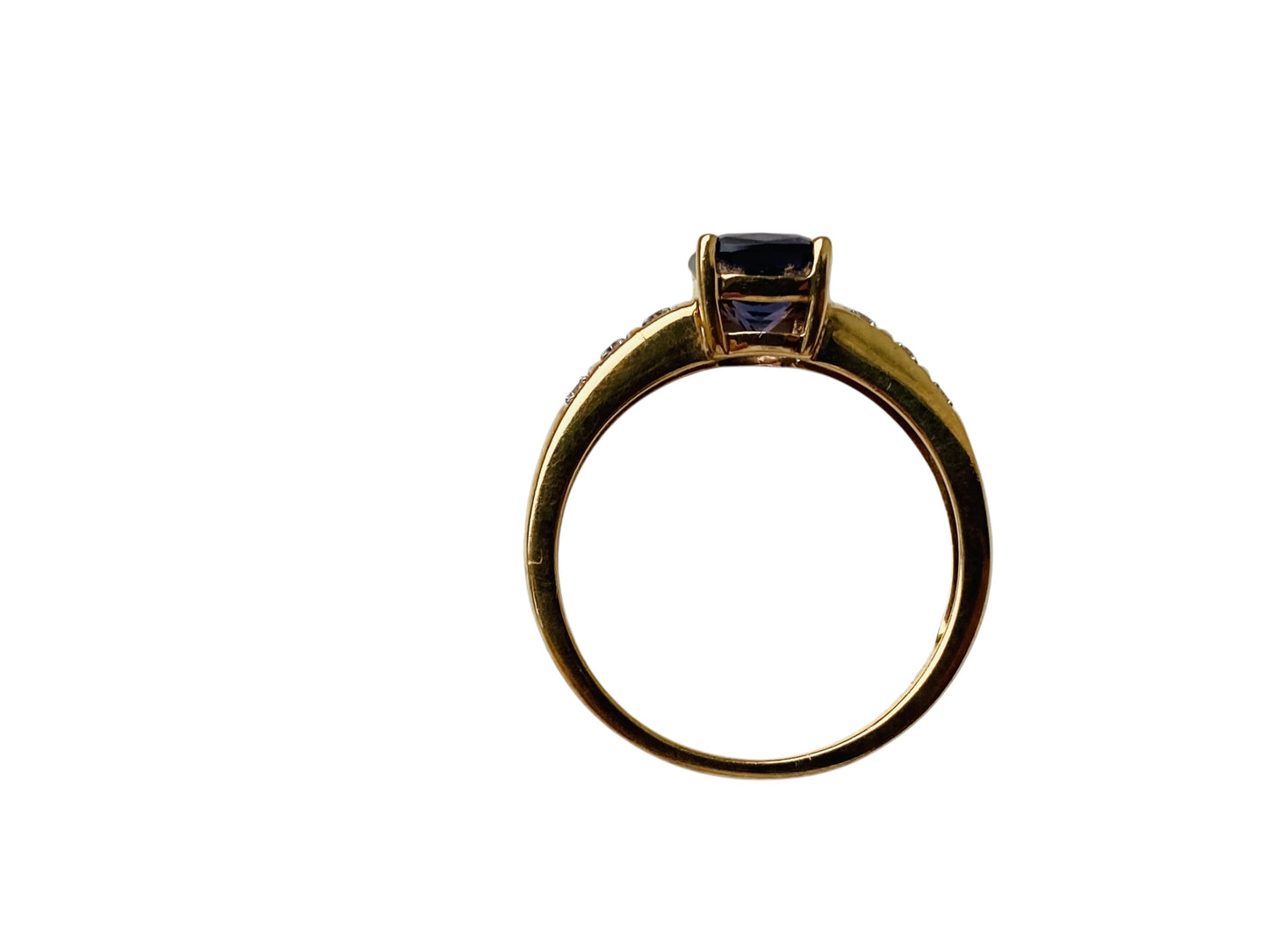 9ct Gold Iolite & Diamond Ring