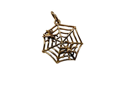 Vintage 9ct Gold Spider Web Pendant Or Charm