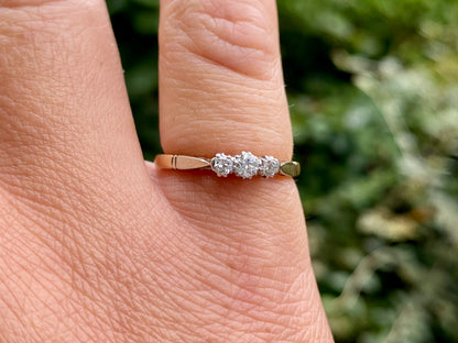 Antique 9ct Gold & Platinum Diamond Ring