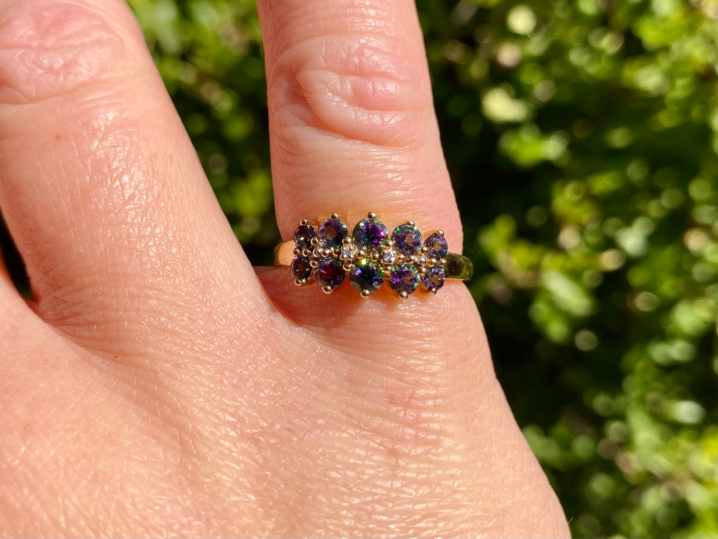 9ct Gold Mystic Topaz & Diamond Ring