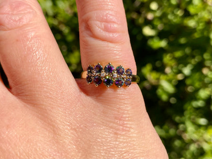 9ct Gold Mystic Topaz & Diamond Ring