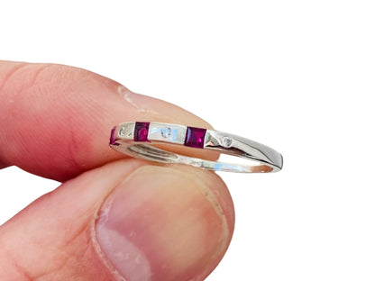 9ct Gold Ruby & Diamond Stacking Ring