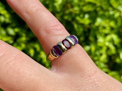 9ct Gold Amethyst & Garnet Ring