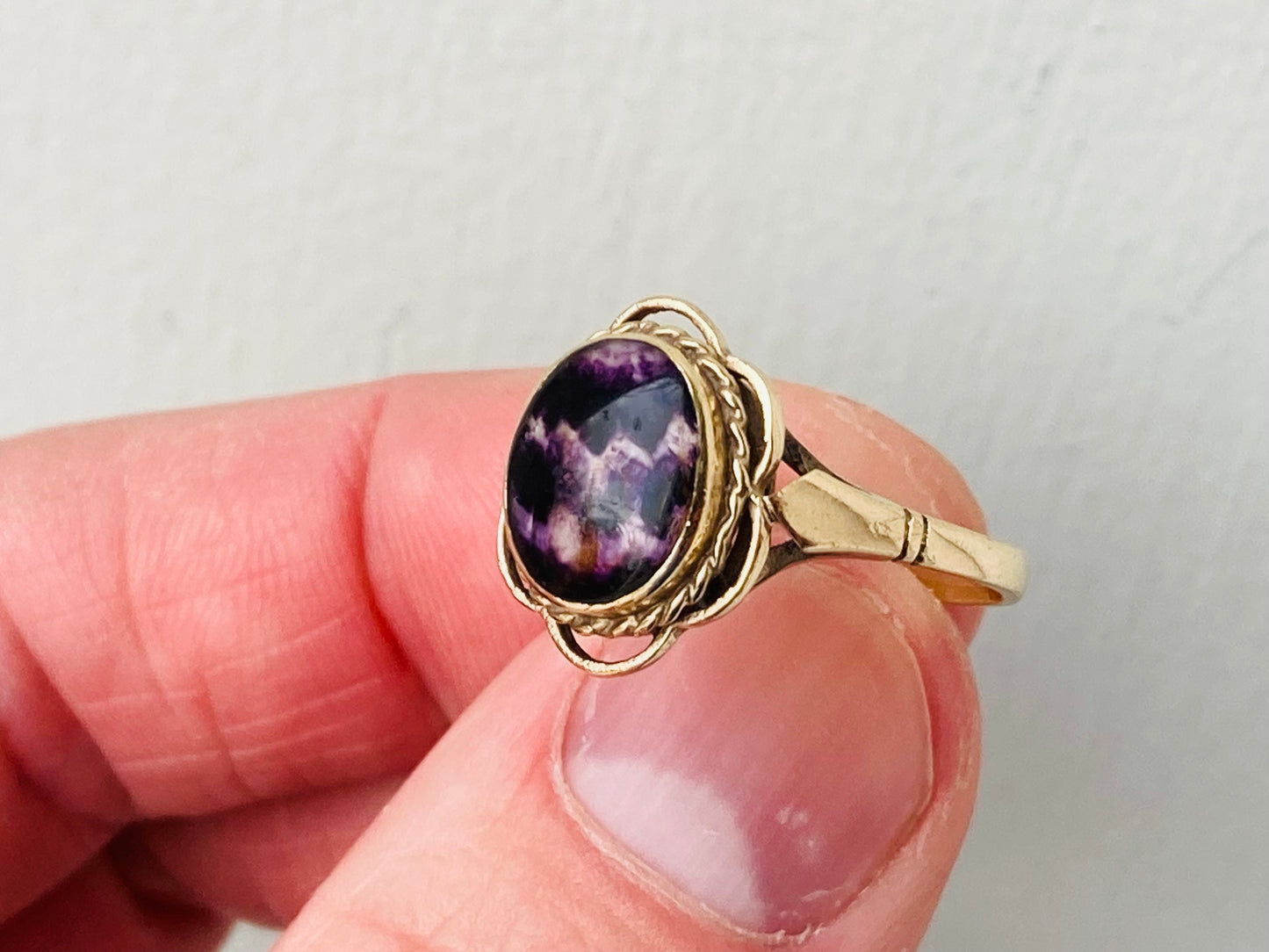 9ct Gold Blue John Ring