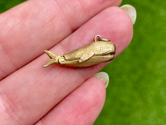 Vintage 9ct Gold Moby Dick Pendant Or Charm