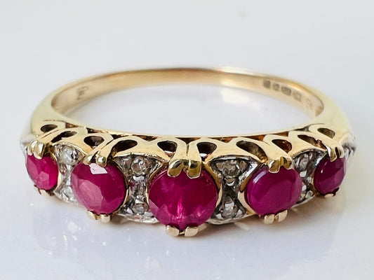 9ct Gold Ruby & Diamond Ring