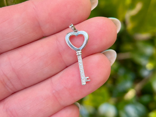 9ct Gold Diamond Key Pendant