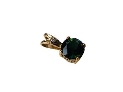 9ct Gold Tourmaline & Diamond Pendant