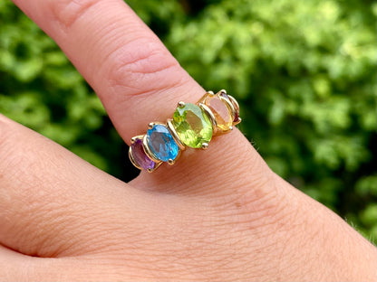 Vintage 9ct Gold Multi-Gemstone Ring