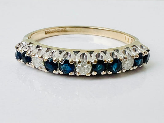 Vintage 9ct Gold Sapphire & Diamond Ring