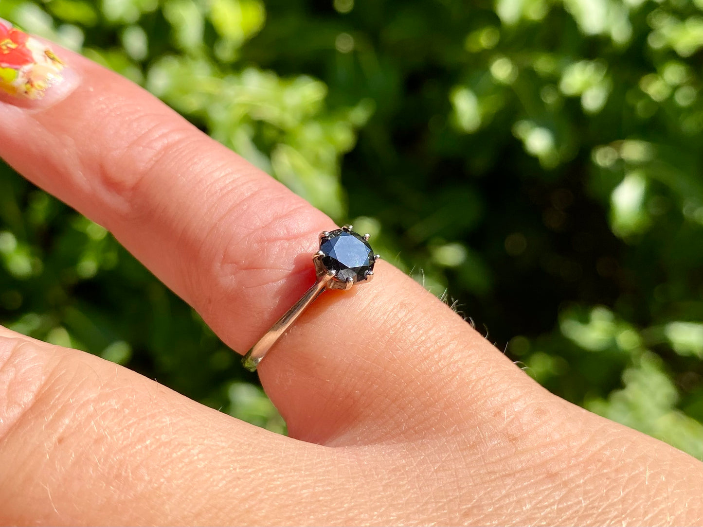9ct Gold Black 0.75ct Diamond Solitaire Ring