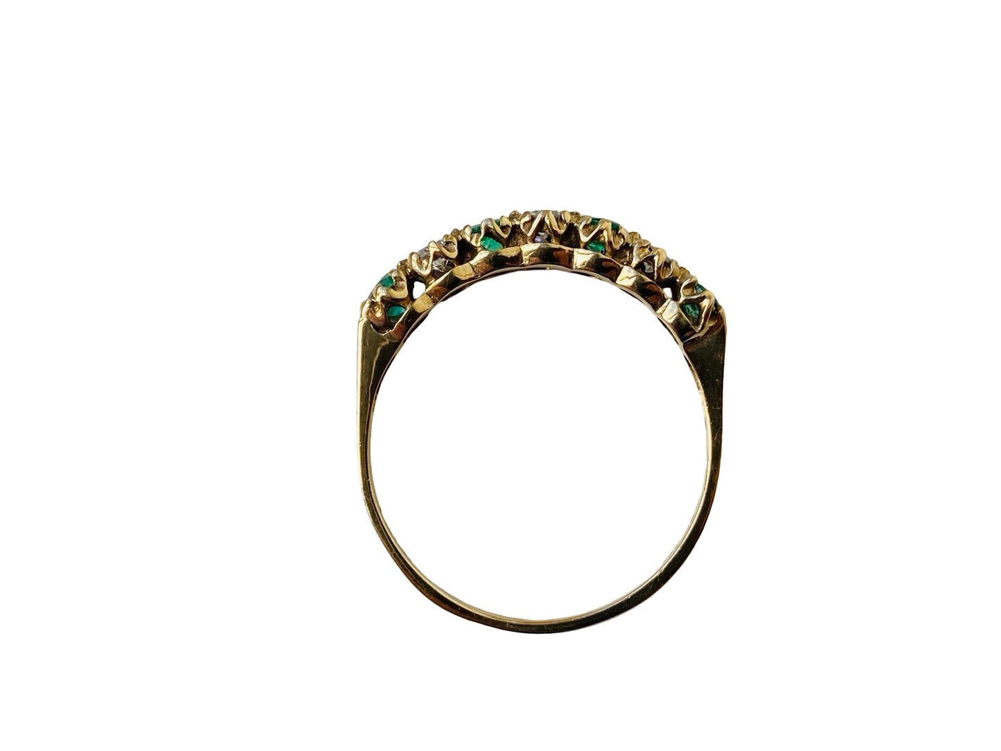Vintage 9ct Gold Emerald & Diamond Ring