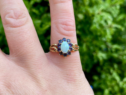9ct Gold Opal & Iolite Ring
